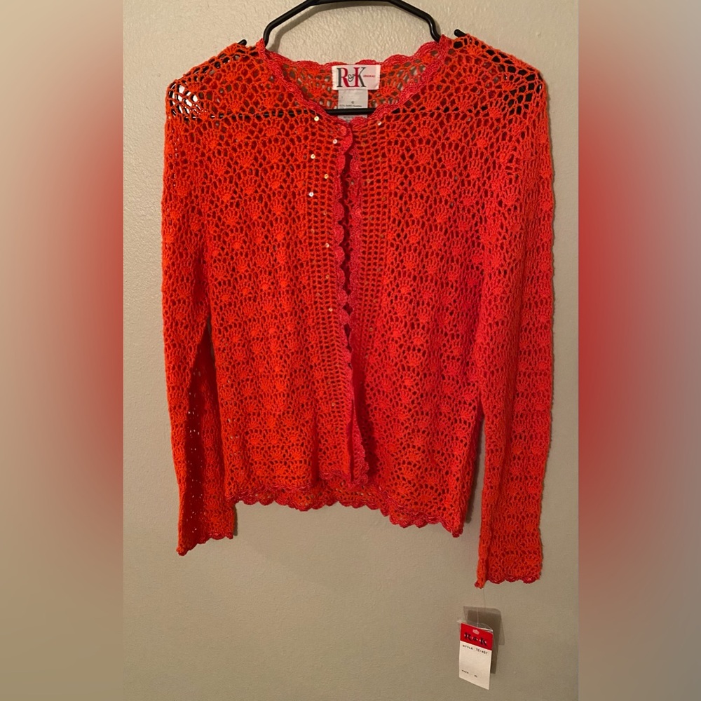 New R&K Women’s Crochet Sweater - Size 6